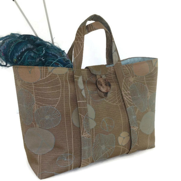 The Large Knitting Bag Brown Floral