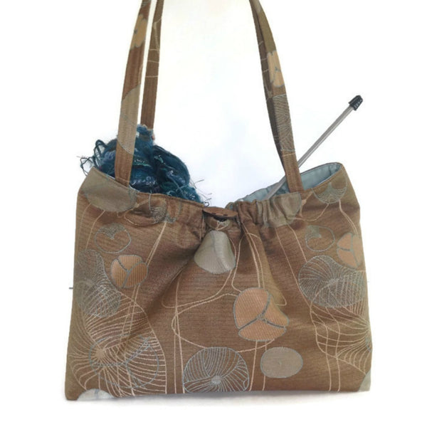 The Shoulder Knitting Bag Brown Floral