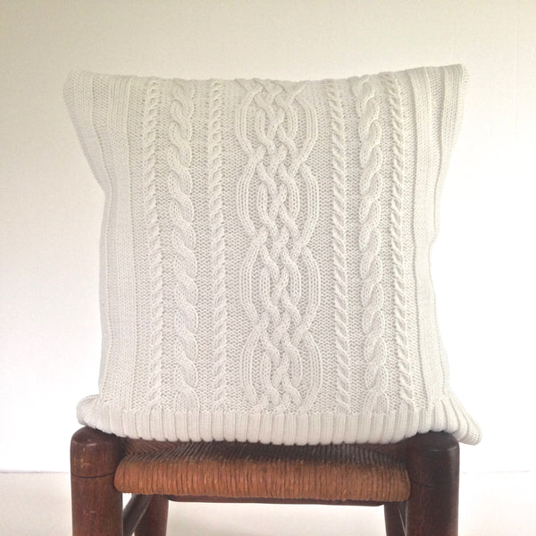 Sweater Pillow Single Off White Cable - Buttermilk Cottage