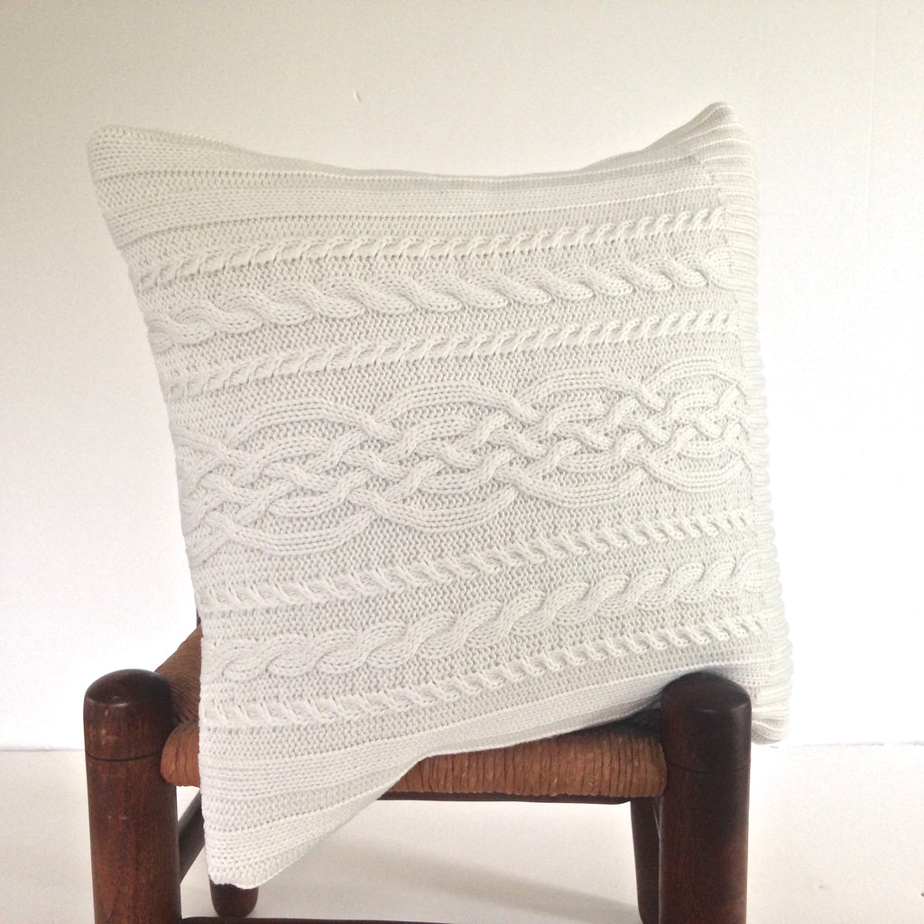 Sweater Pillow Single Off White Cable - Buttermilk Cottage