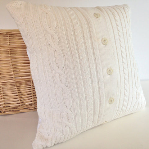 Sweater Pillow Single Off White Cardigan