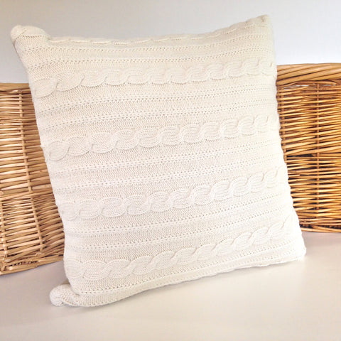 Sweater Pillow Single Off White Acrylic Cables