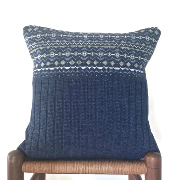 Sweater Pillow Set Indigo Blue Fair Isle