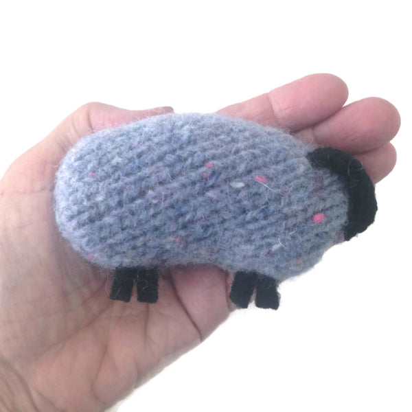 Felted Sheep Hand Warmers Blue with Pink Accent