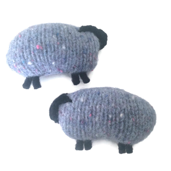 Felted Sheep Hand Warmers Blue with Pink Accent