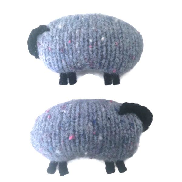 Felted Sheep Hand Warmers Blue with Pink Accent