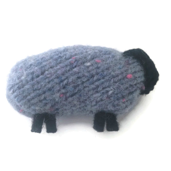 Felted Sheep Hand Warmers Blue with Pink Accent