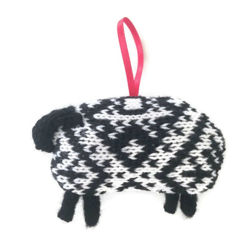 Scandinavian Style Black & White Sheep Ornament