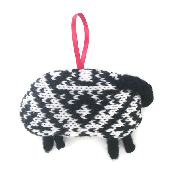 Scandinavian Style Black & White Sheep Ornament