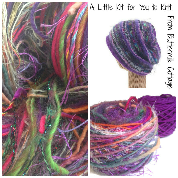 Purple FUSION Slouchy Hat Kit - Buttermilk Cottage - 1