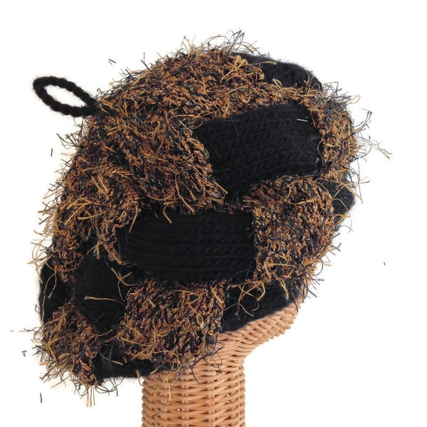 Entrelac Hat Black & Brown