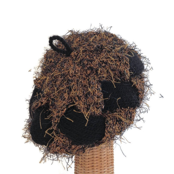Entrelac Hat Black & Brown