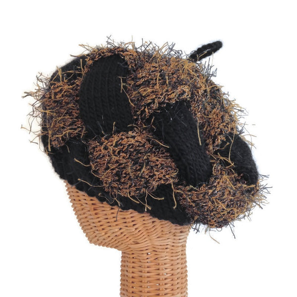 Entrelac Hat Black & Brown