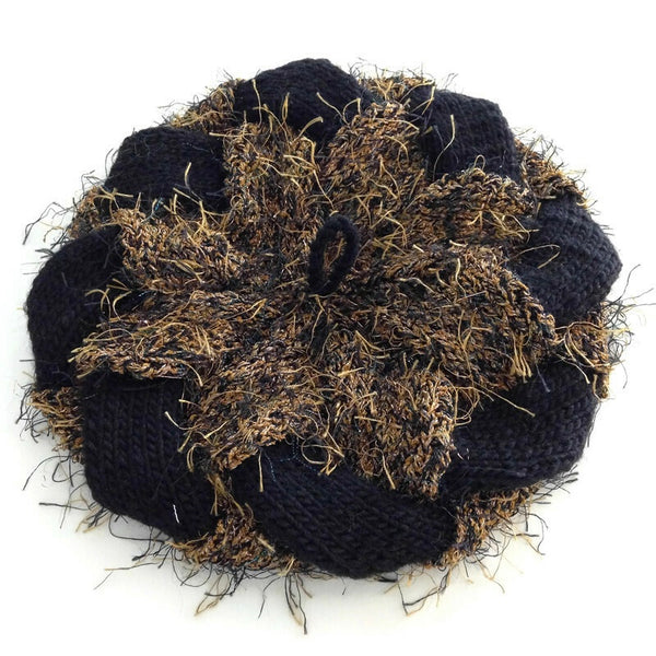 Entrelac Hat Black & Brown
