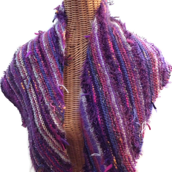 Triangular Scarf Wool Asymmetrical FUSION Purple