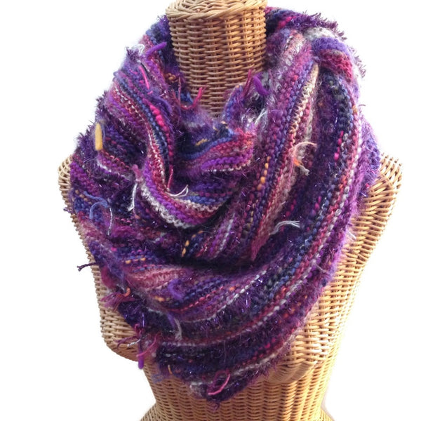 Triangular Scarf Wool Asymmetrical FUSION Purple