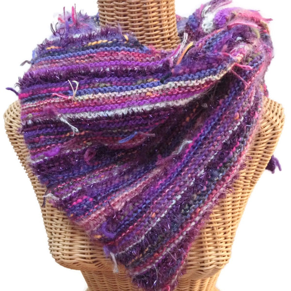 Triangular Scarf Wool Asymmetrical FUSION Purple