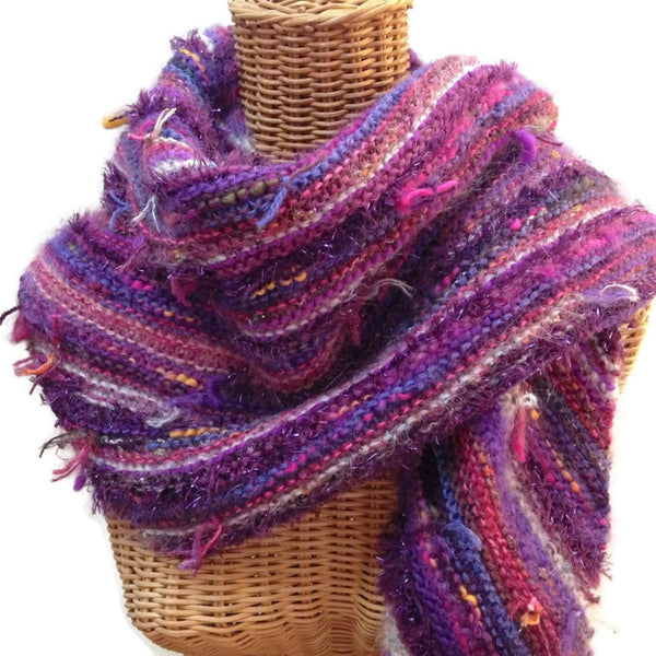 Triangular Scarf Wool Asymmetrical FUSION Purple
