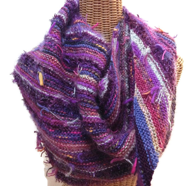 Triangular Scarf Wool Asymmetrical FUSION Purple