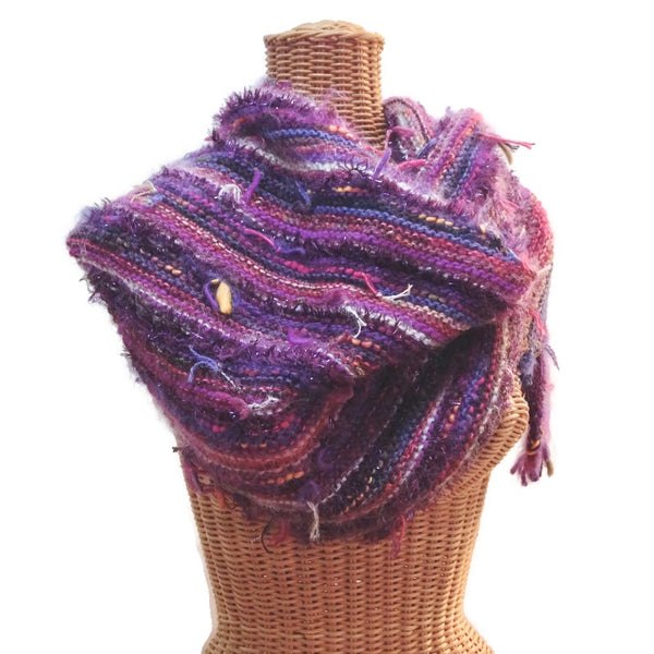 Triangular Scarf Wool Asymmetrical FUSION Purple