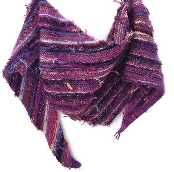 Triangular Scarf Wool Asymmetrical FUSION Purple