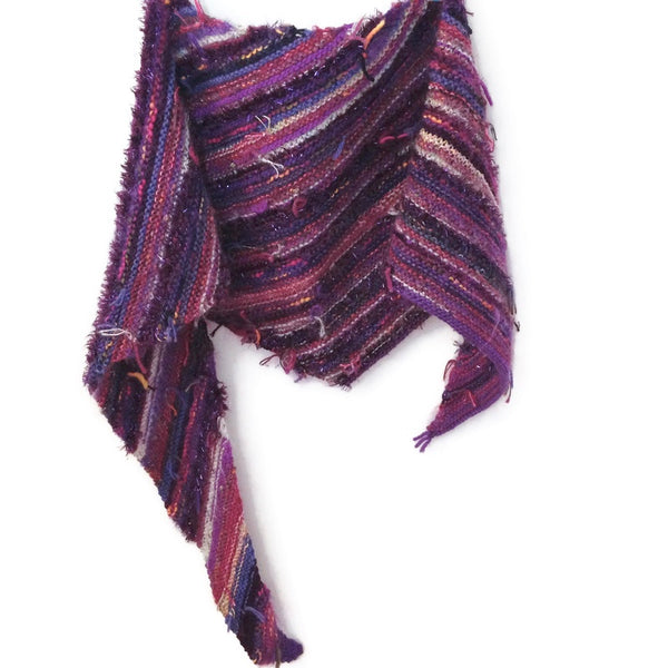 Triangular Scarf Wool Asymmetrical FUSION Purple