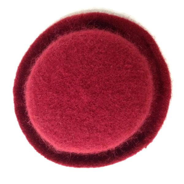 Bowler Style Felted Hat Red Wool