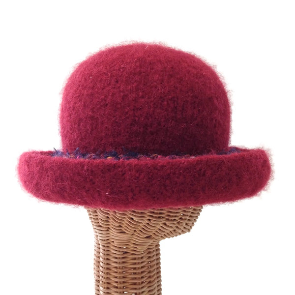 Bowler Style Felted Hat Red Wool