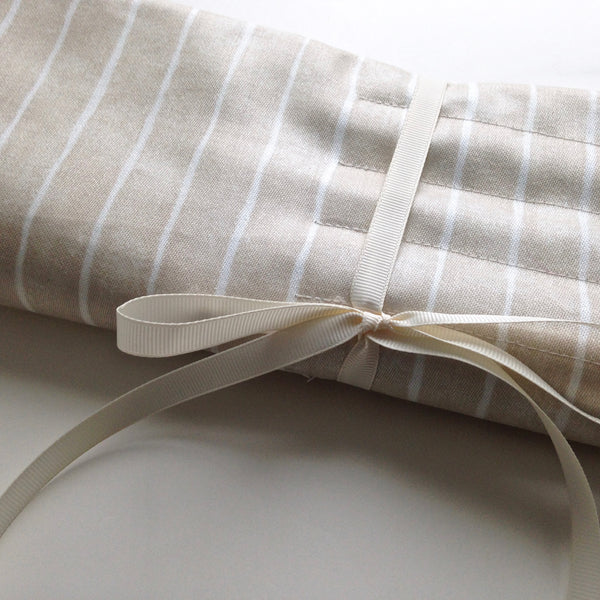 15 Pocket Straight  Needle Roll Up Case Beige Stripe