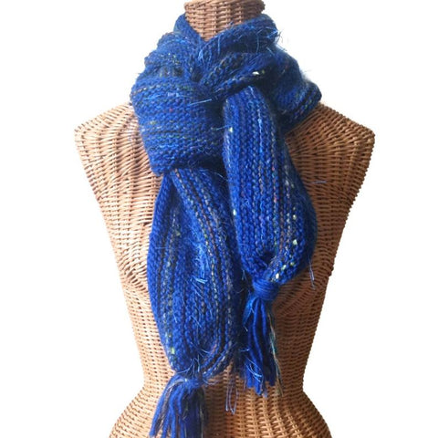Hand Knit Scarf Bright Blue FUSION