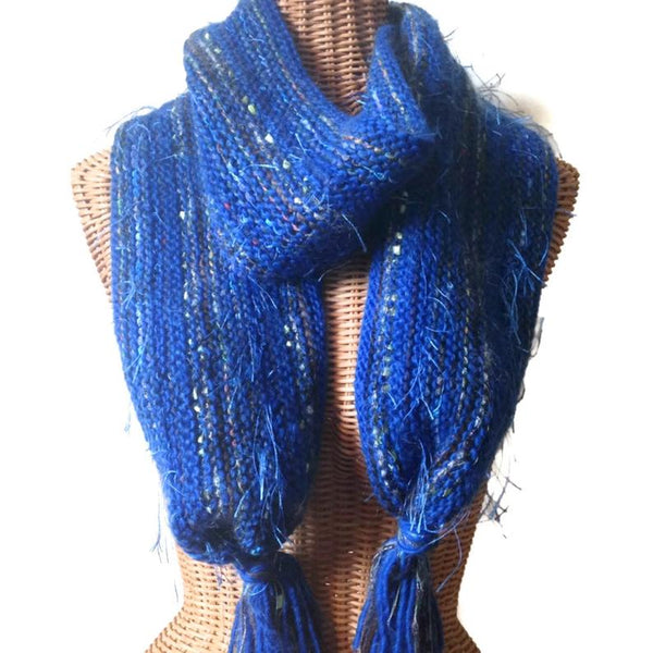 Hand Knit Scarf Bright Blue FUSION