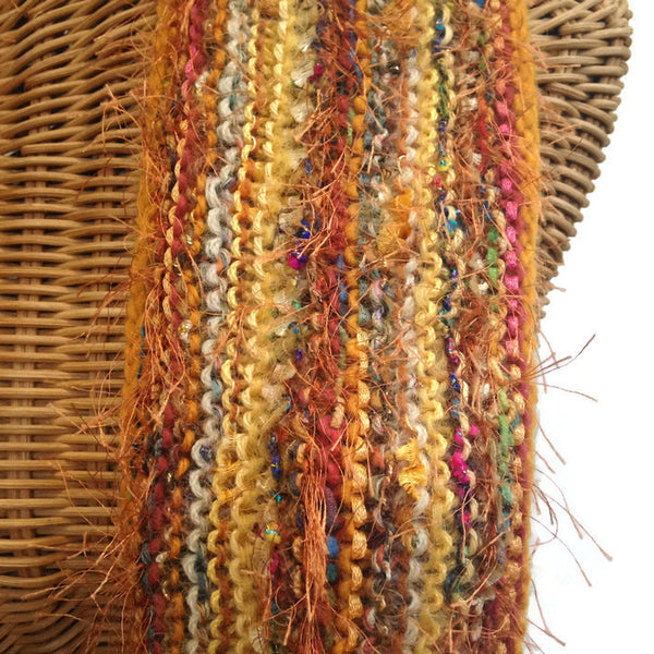 Hand Knit Scarf Gold FUSION - Buttermilk Cottage