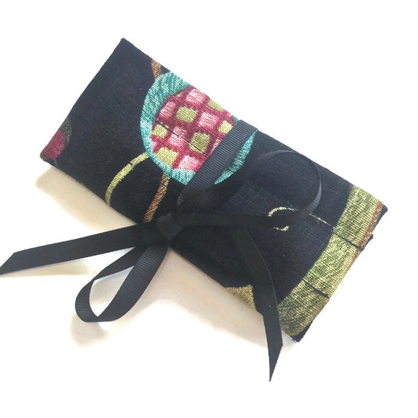 Sock Knitter's Needle Set Linen Black Floral - Buttermilk Cottage