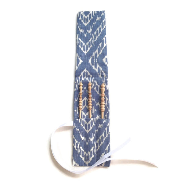 Crochet Hooks for Knitters Blue Woven Ikat - Buttermilk Cottage