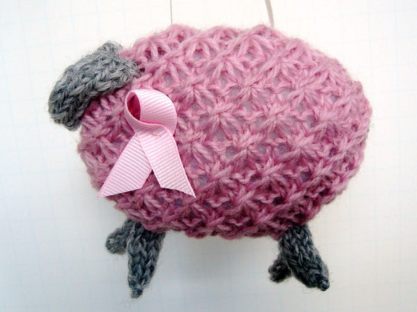 Hand Knit Sheep Ornament "Pinky" - Buttermilk Cottage - 2