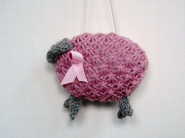 Hand Knit Sheep Ornament "Pinky" - Buttermilk Cottage - 3