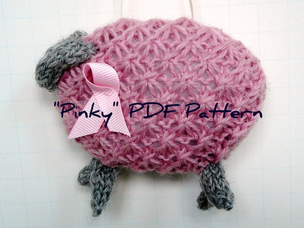 Hand Knit Sheep Ornament "Pinky" - Buttermilk Cottage - 5