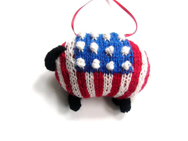 Hand Knit Sheep Ornament "Sam, the American Lamb" - Buttermilk Cottage