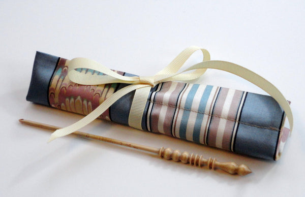 Crochet Hooks for Knitters Blue Paisley Stripe - Buttermilk Cottage - 3