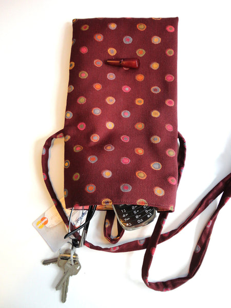 Tag Along Bag Burgundy Circle Motif - Buttermilk Cottage - 2