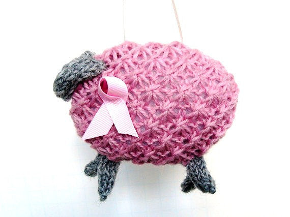 Hand Knit Sheep Ornament "Pinky" - Buttermilk Cottage - 1