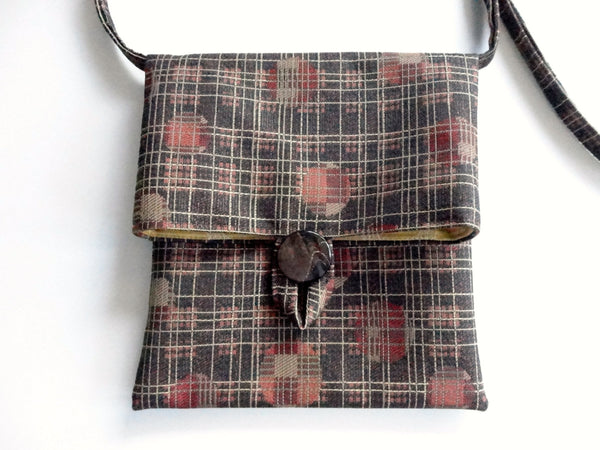Tag Along Bag Dark Brown Gold Grid - Buttermilk Cottage - 5