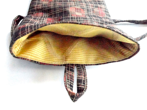 Tag Along Bag Dark Brown Gold Grid - Buttermilk Cottage - 3
