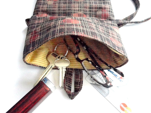 Tag Along Bag Dark Brown Gold Grid - Buttermilk Cottage - 4