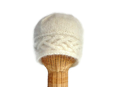cabled hand knit hat