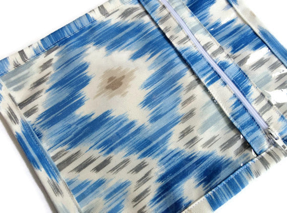 Accessory Bag in Blue Ikat - Buttermilk Cottage