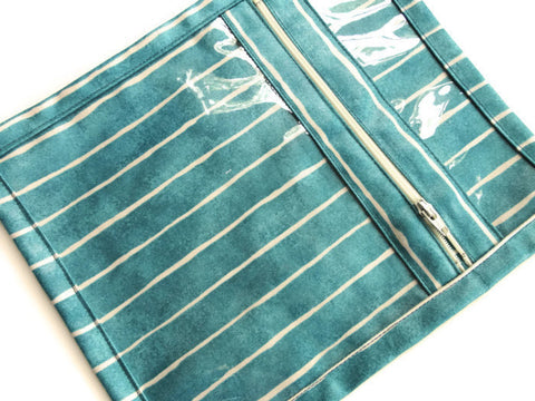 Accessory Bag Green Teal Stripe - Buttermilk Cottage