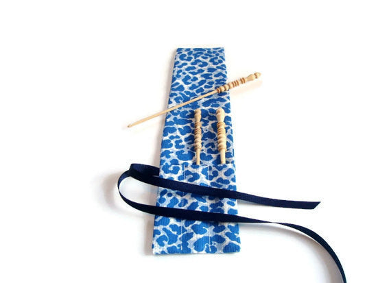 Crochet Hooks for Knitters Blue Faux Animal Print - Buttermilk Cottage