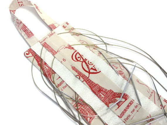 Hanging Circular Needle Organizer Red French Icon Fabric - Buttermilk Cottage