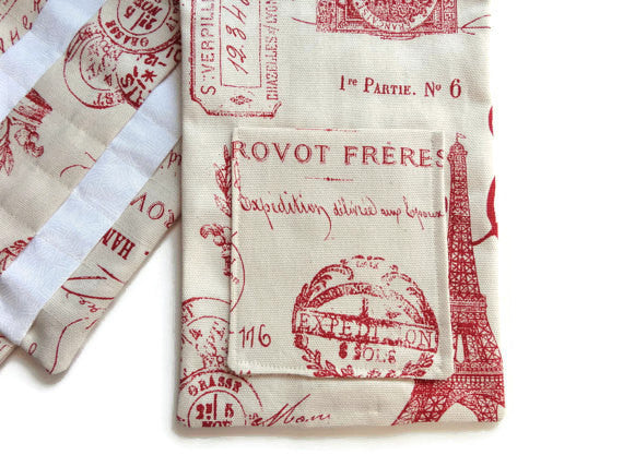 Hanging Circular Needle Organizer Red French Icon Fabric - Buttermilk Cottage